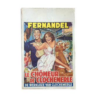 Affiche cinéma "Le chomeur de Clochemerle" 37x56cm 1957