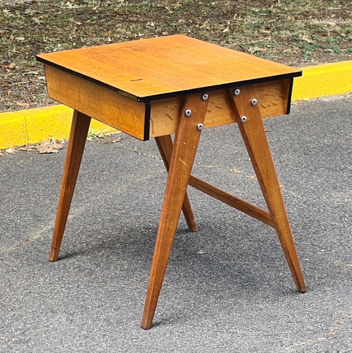 Bureau vintage 1960 scandinave pied compas