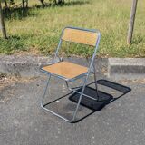 Folding chair in cane and chromed steel Vintage