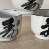 4 vintage stoneware cups