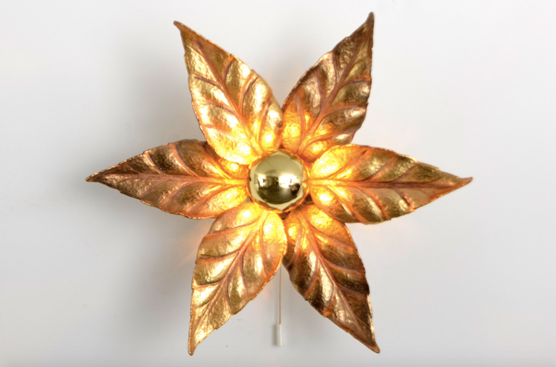 Massive Lighting 1970 Brass Willy Daro Flower Applique
