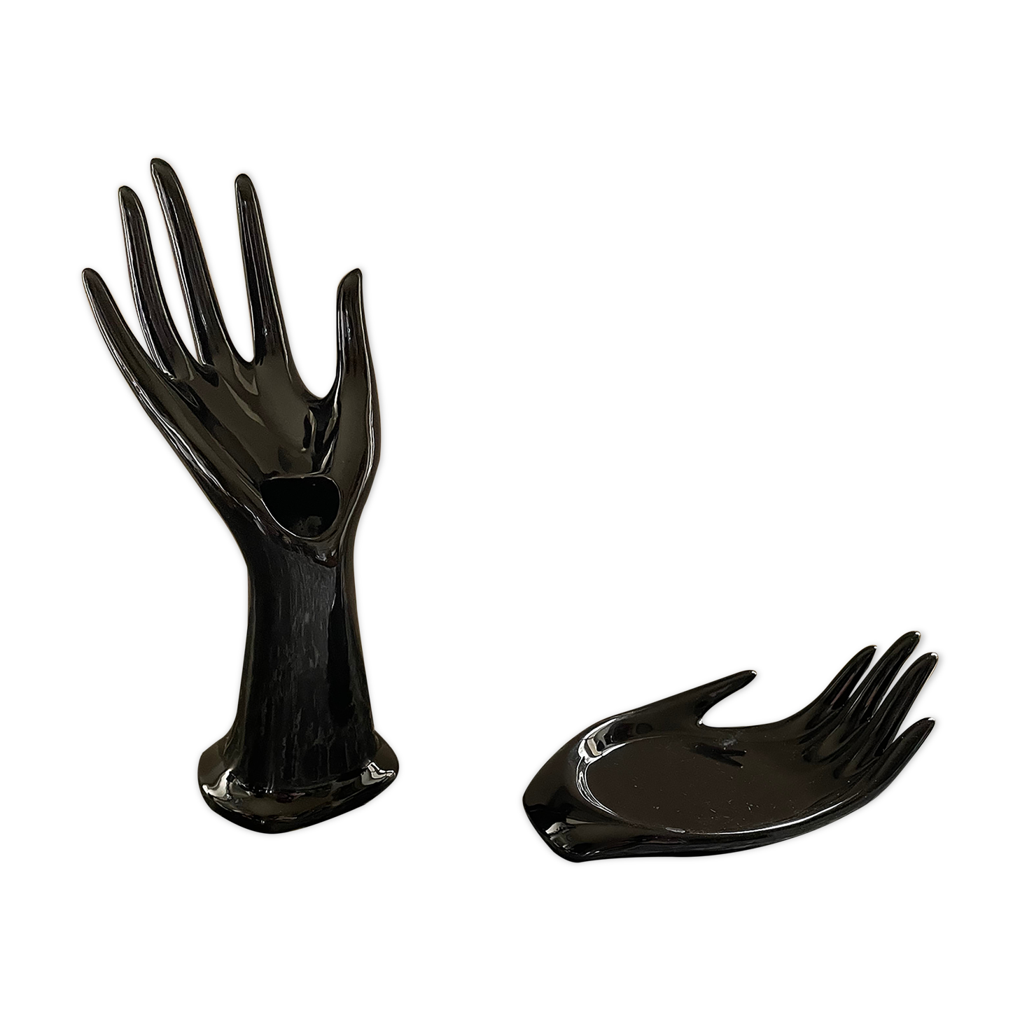 Black ceramic binge hand and cup 1970