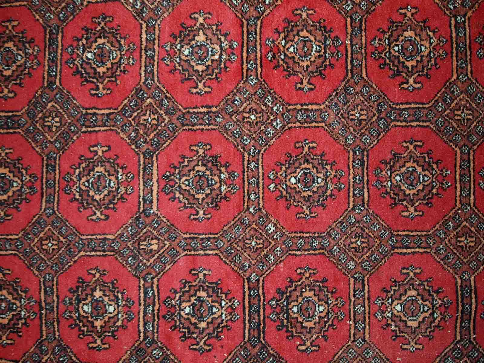 Vintage carpet Uzbek Bukhara handmade 121cm x177cm 1960s, 1C740