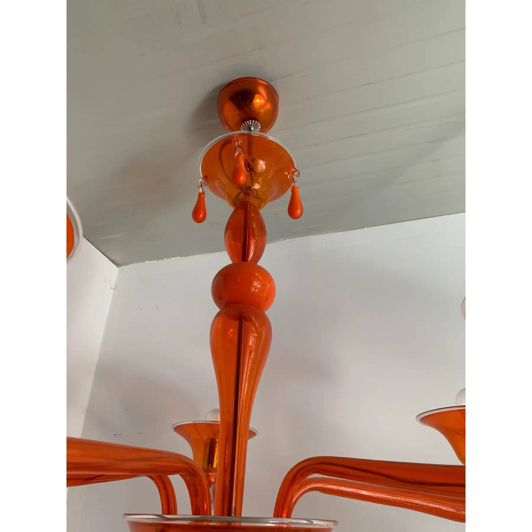 Orange Translucent Glass Chandelier, Contemporary Design