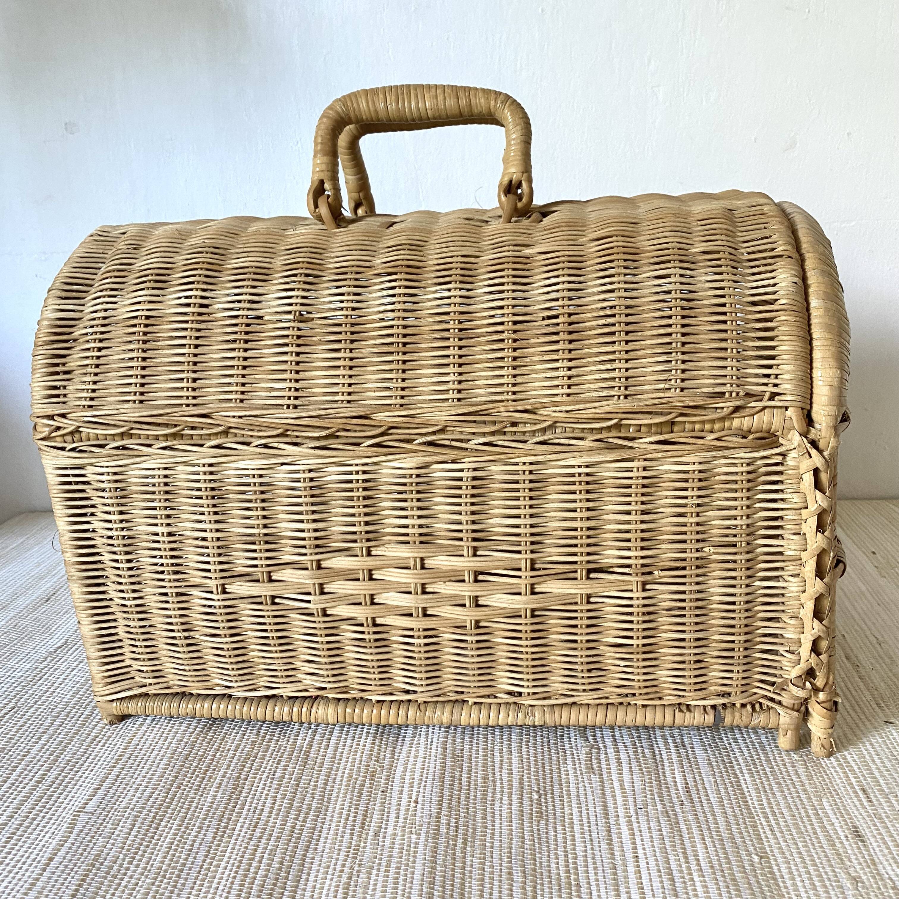 Rattan cat transport basket