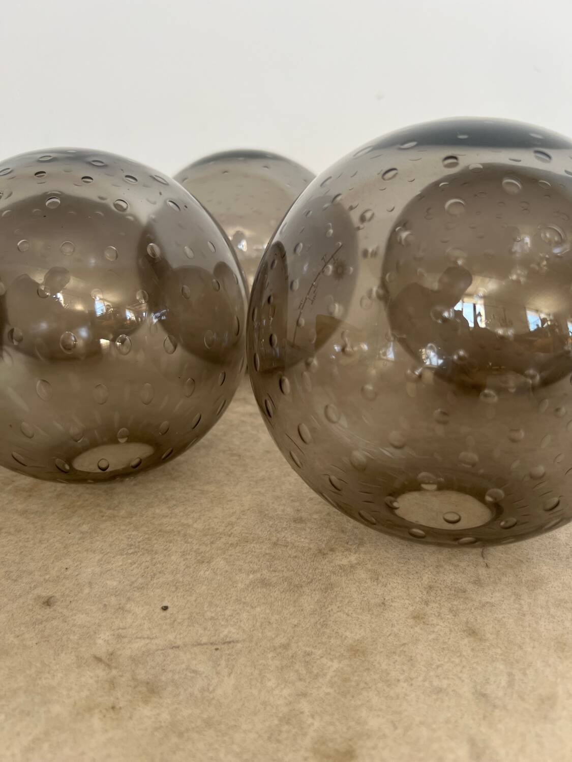 Old Scandinavian design wooden floor lamp from the 60s with 6 vintage lights