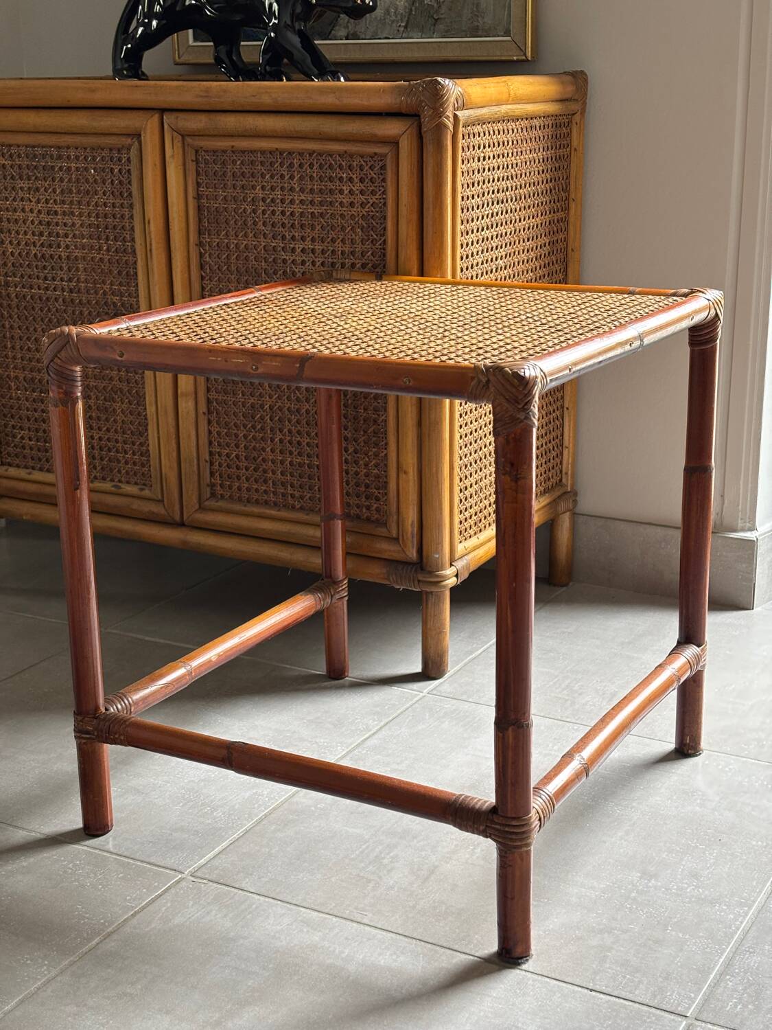 Rattan side table