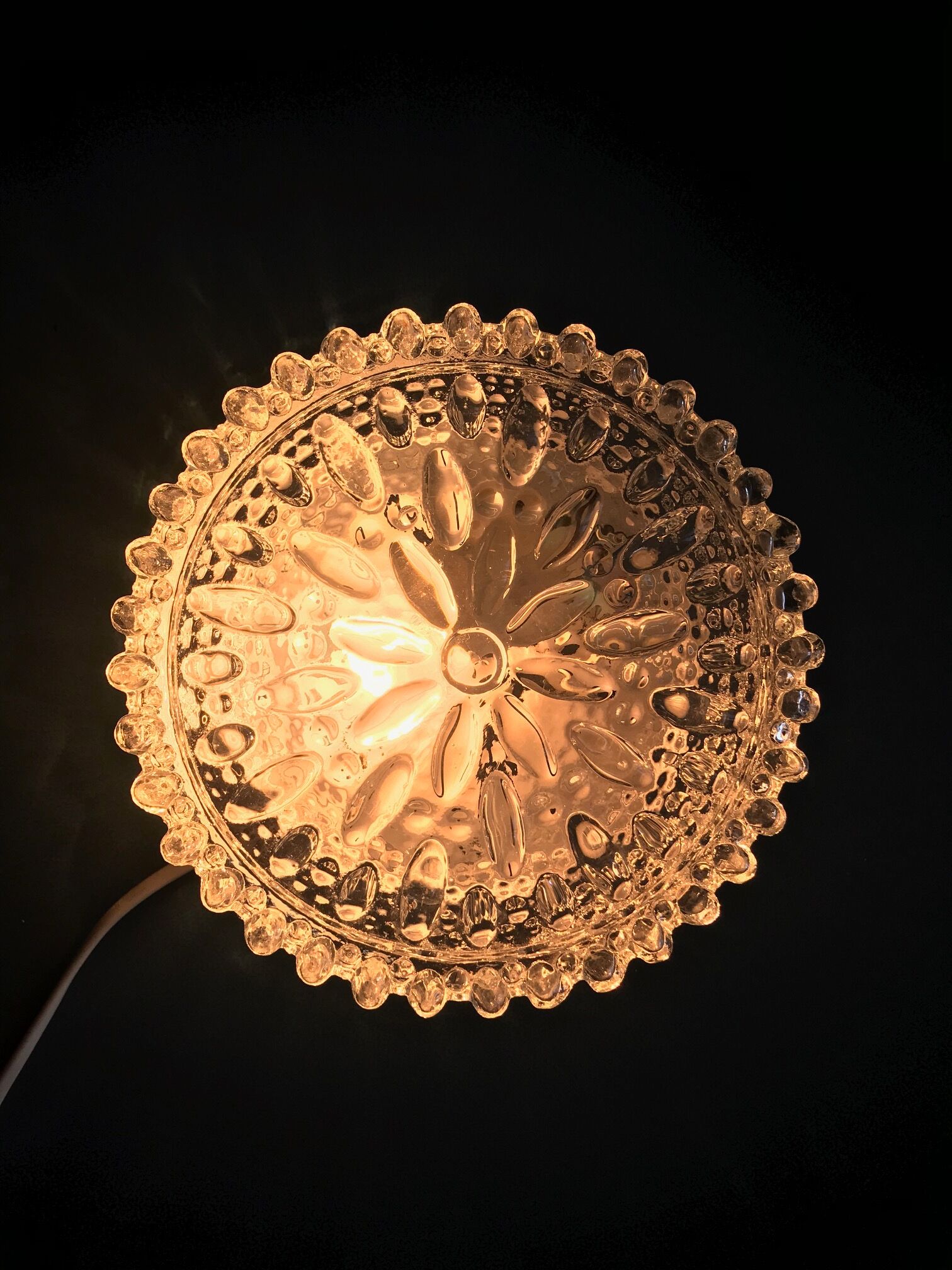 Round cast glass ceiling light