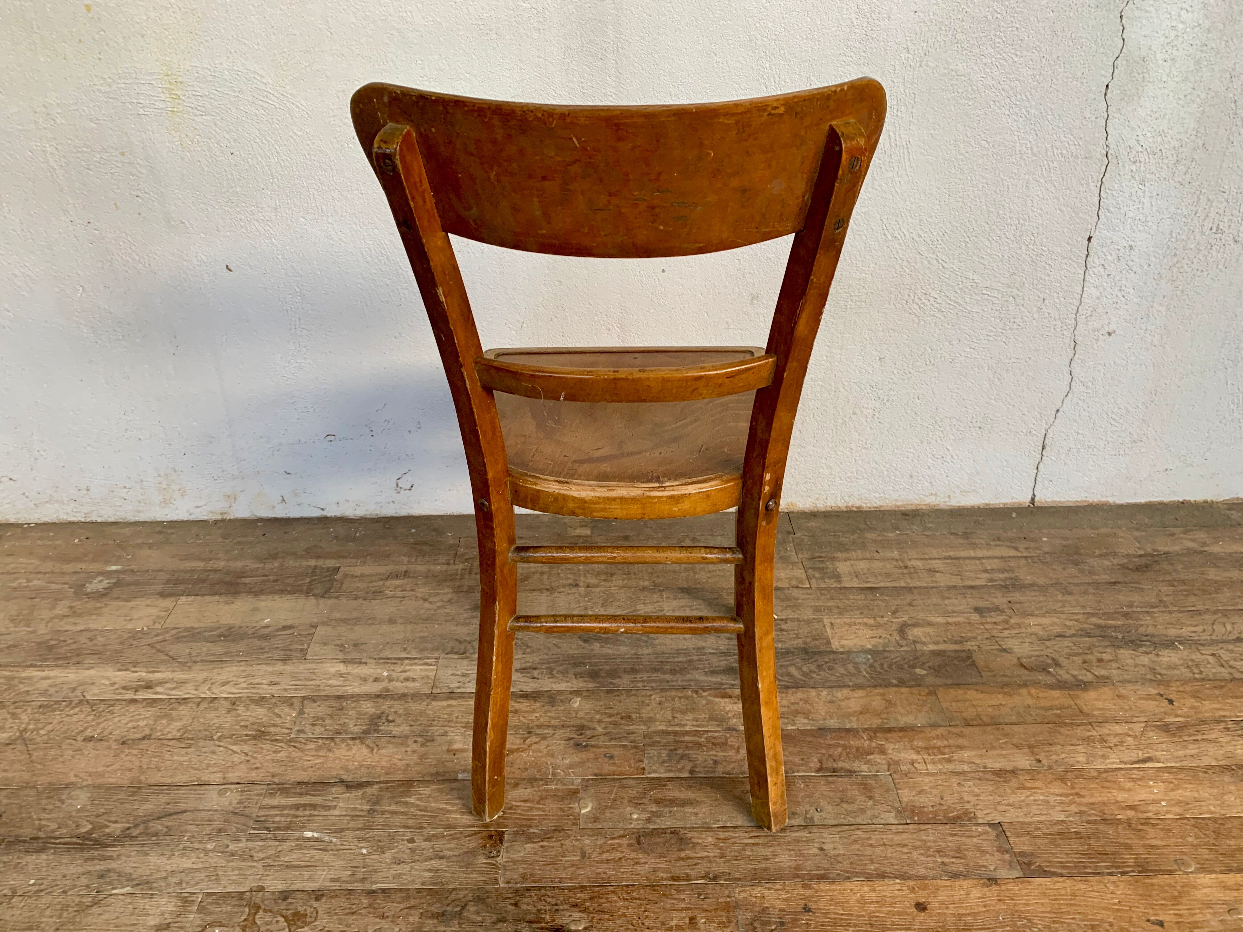 Series Lot of 8 chairs bistro Luterma in light wood Year 1950