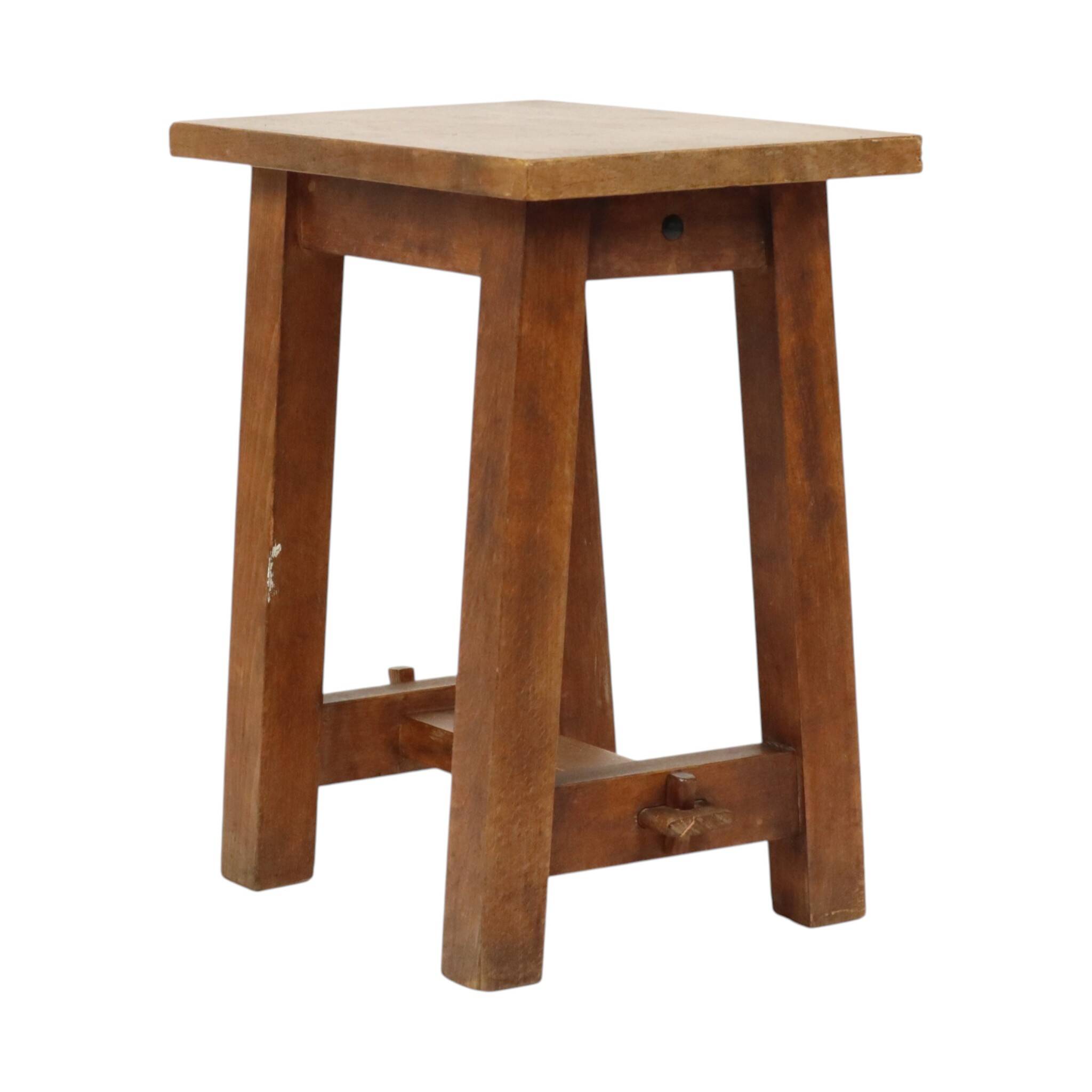 Charming Old Wooden Stool from Southern France – Rustic 1950s Style