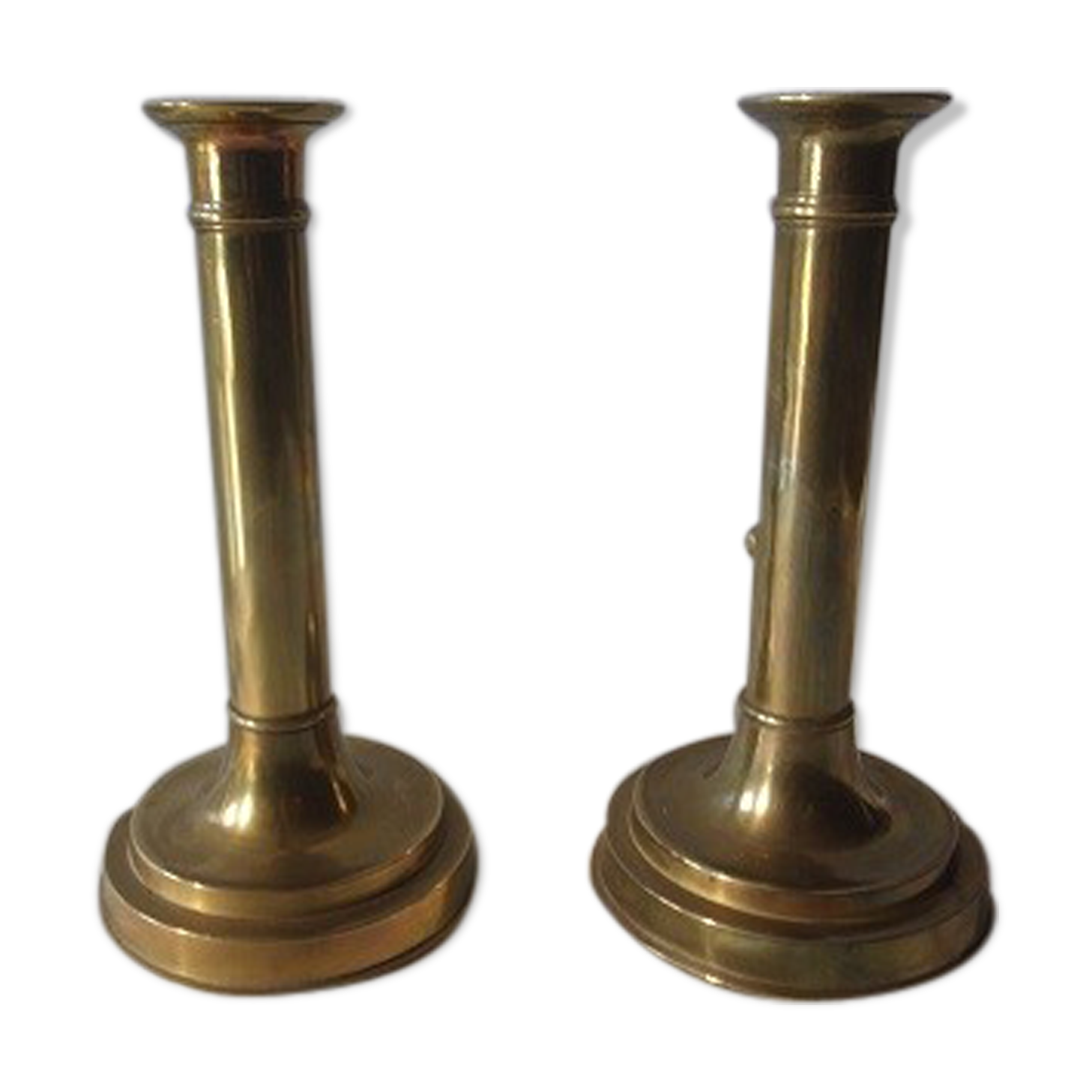 Lot of 2 adjustable brass candlesticks
