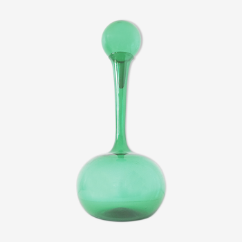 Italian bottle or decanter in green blown glass empoli