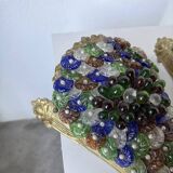 Pair of Art Nouveau bronze and Murano glass wall lights