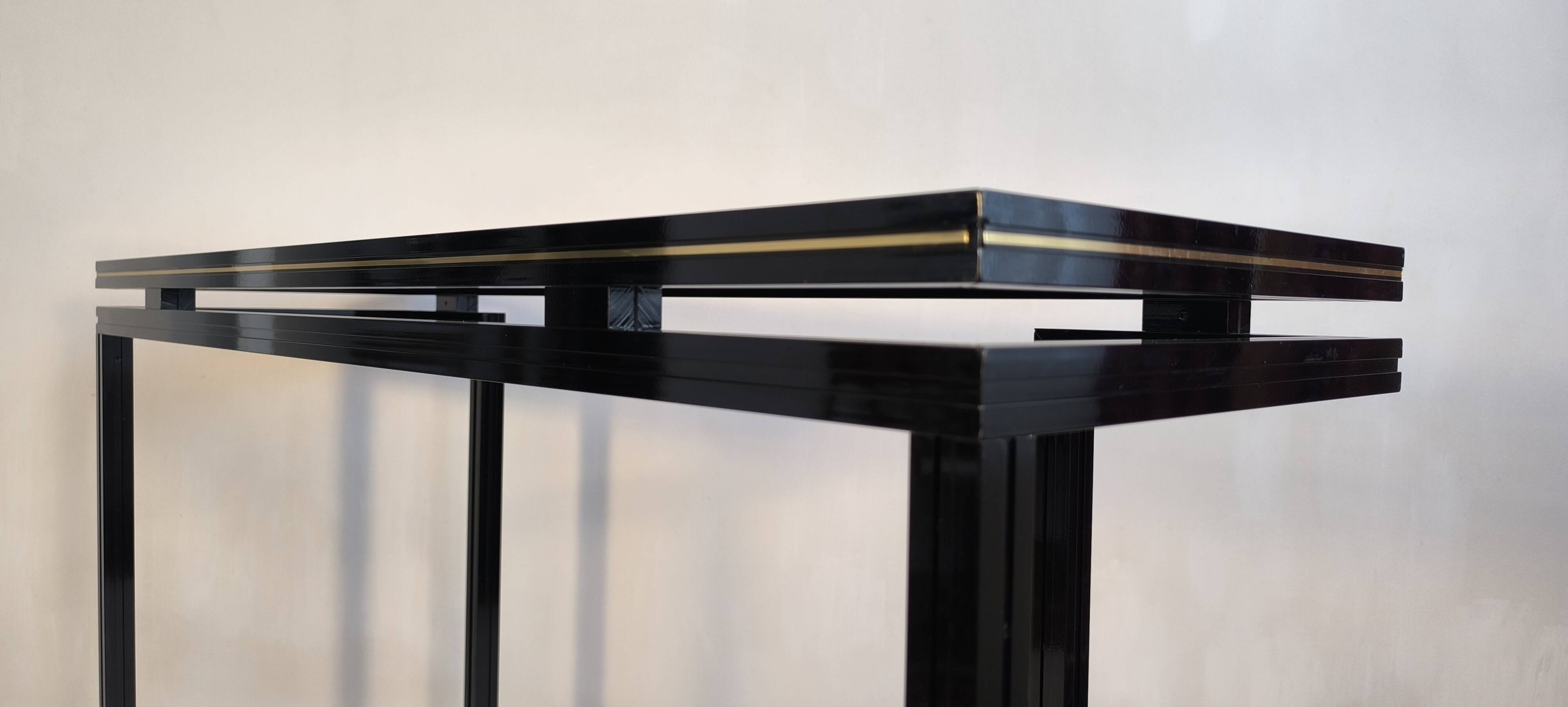 Magnificent console design by Pierre Vandel Paris 1970s black lacquered.
