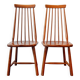 Set of 2 vintage solid wooden highback chairs