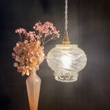Vintage molded glass globe pendant light