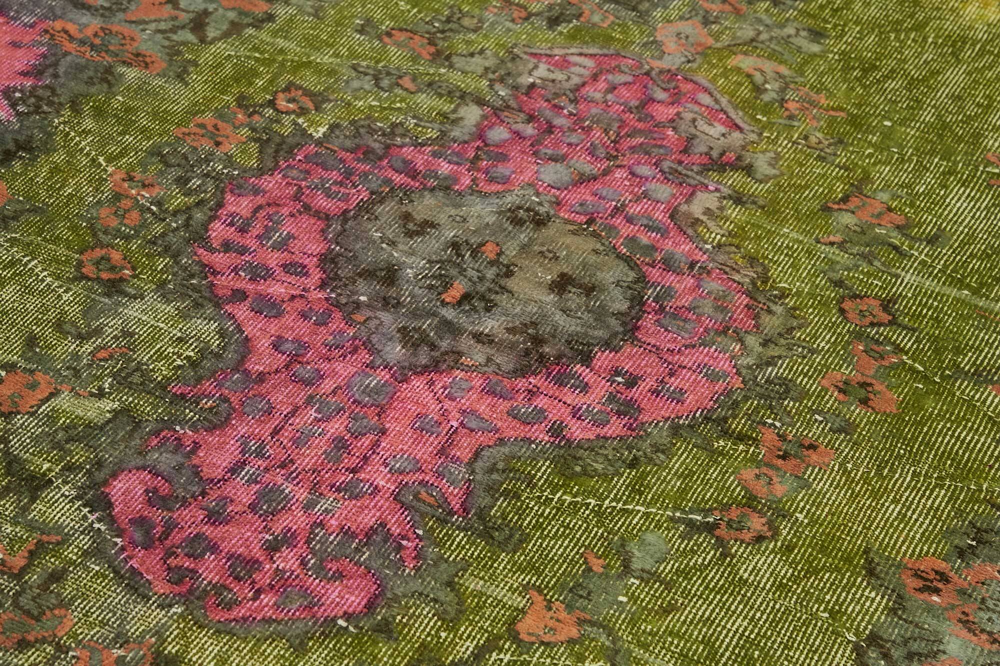 Overdyed Wool Vintage Handmade Carved Rug 169 cm x 288 cm