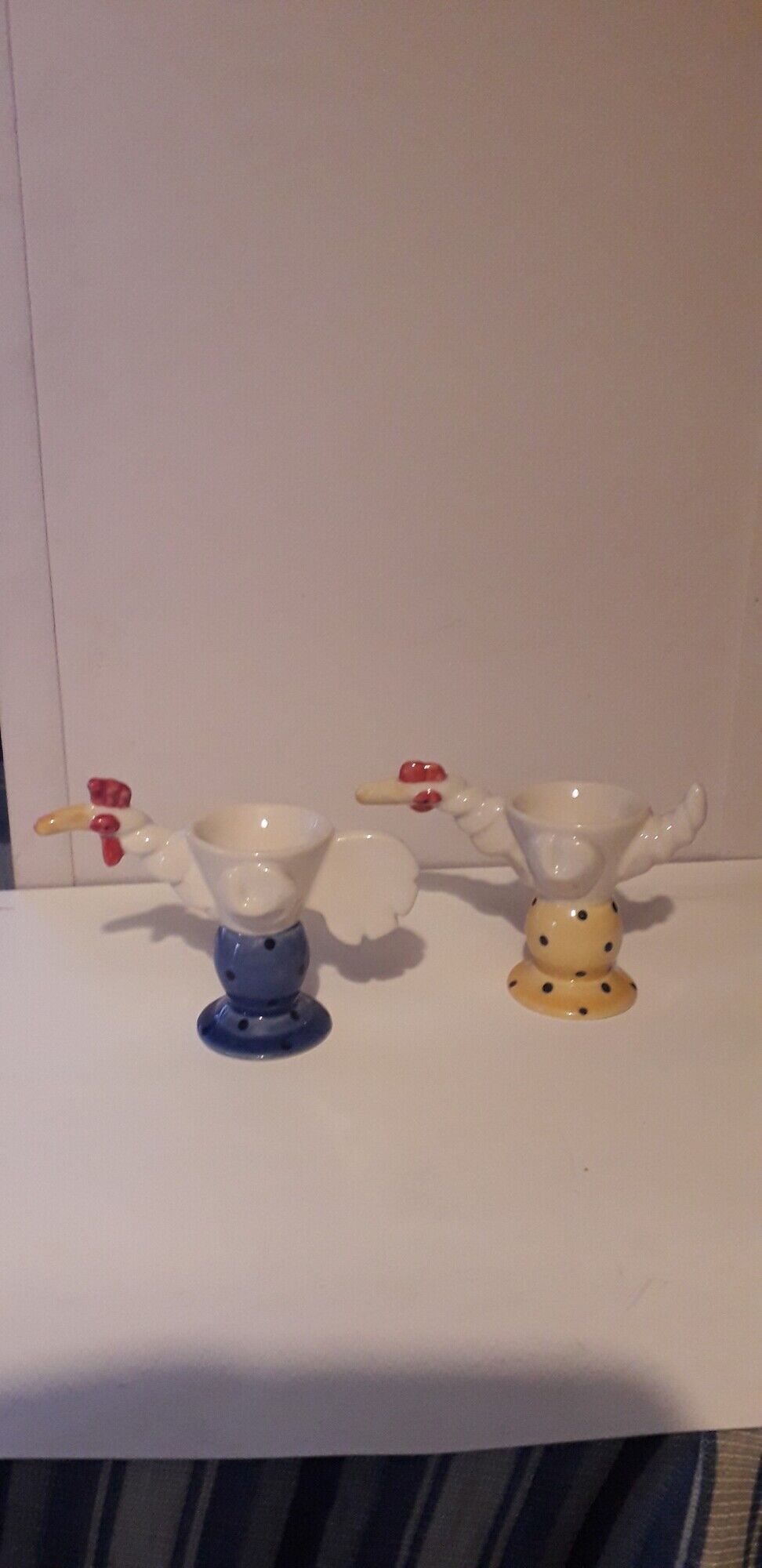 Set of 2 original porcelain shells in the shape of a bird