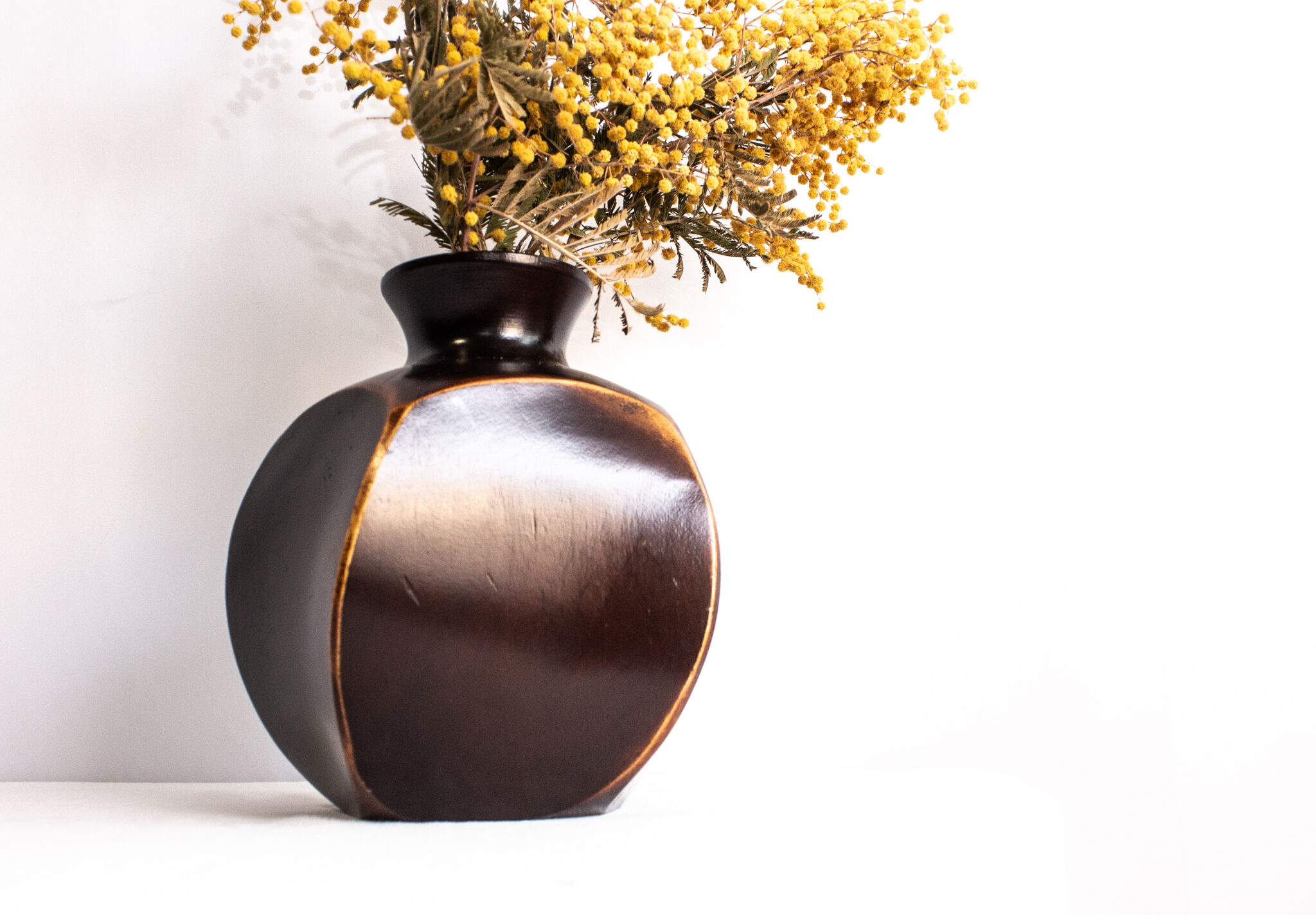 Midcentury teak vase