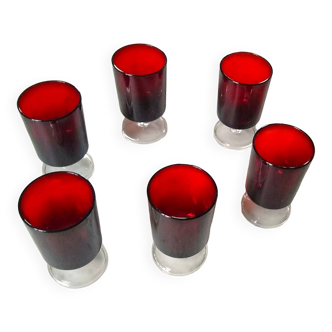6 anciens verres rouges Luminarc