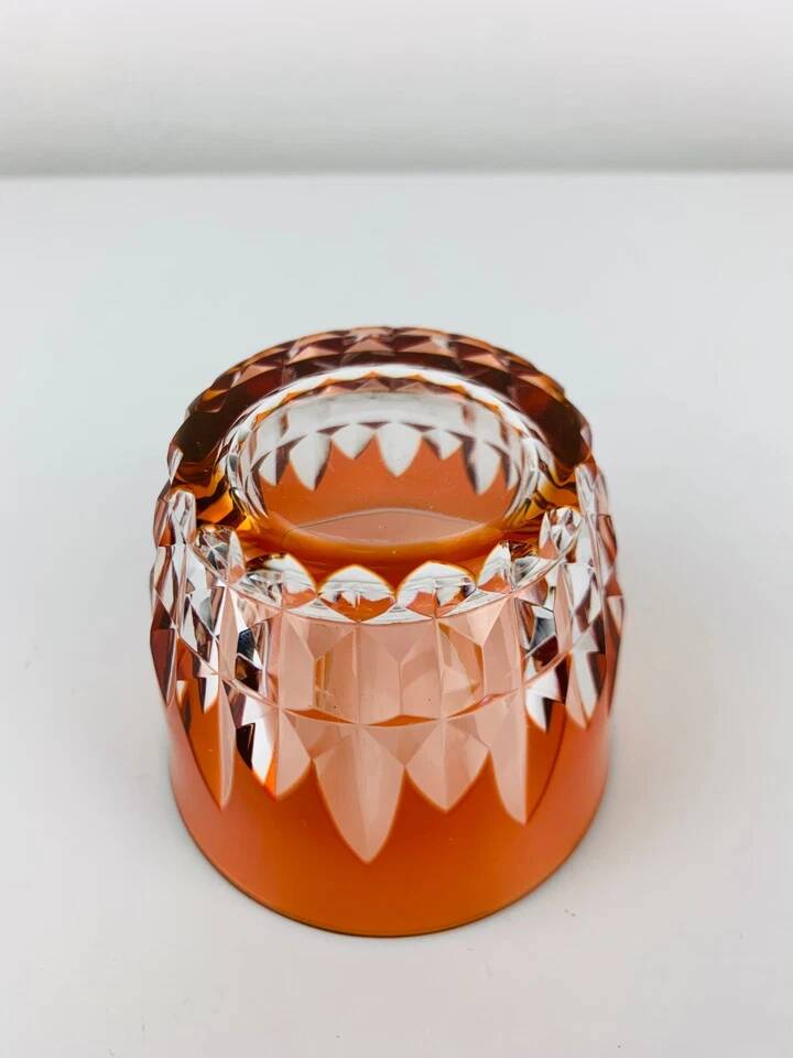 Orange overlay crystal glass in Piccadilly style by Baccarat.