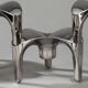 Set of 9 modular candle holders in chromed metal, nagel germany