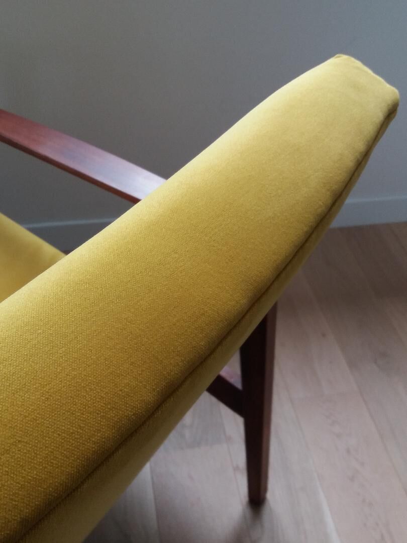 Pair of redone chairs with nine yellow velvet