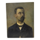 Portrait huile sur panneau - Homme à la moustache