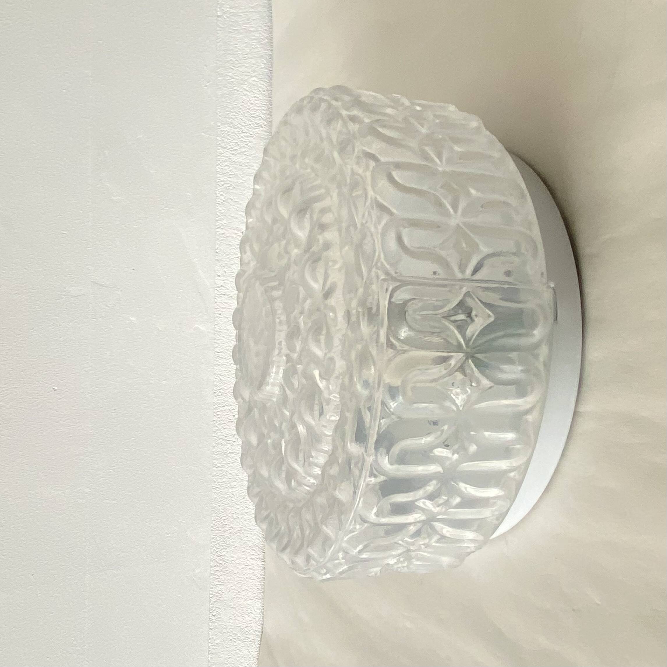 Round wall light ceiling light whitened glass porthole 1970 1980
