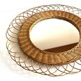 Vintage rattan sun mirror