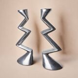 Pair of zigzag candlesticks, England, 1980