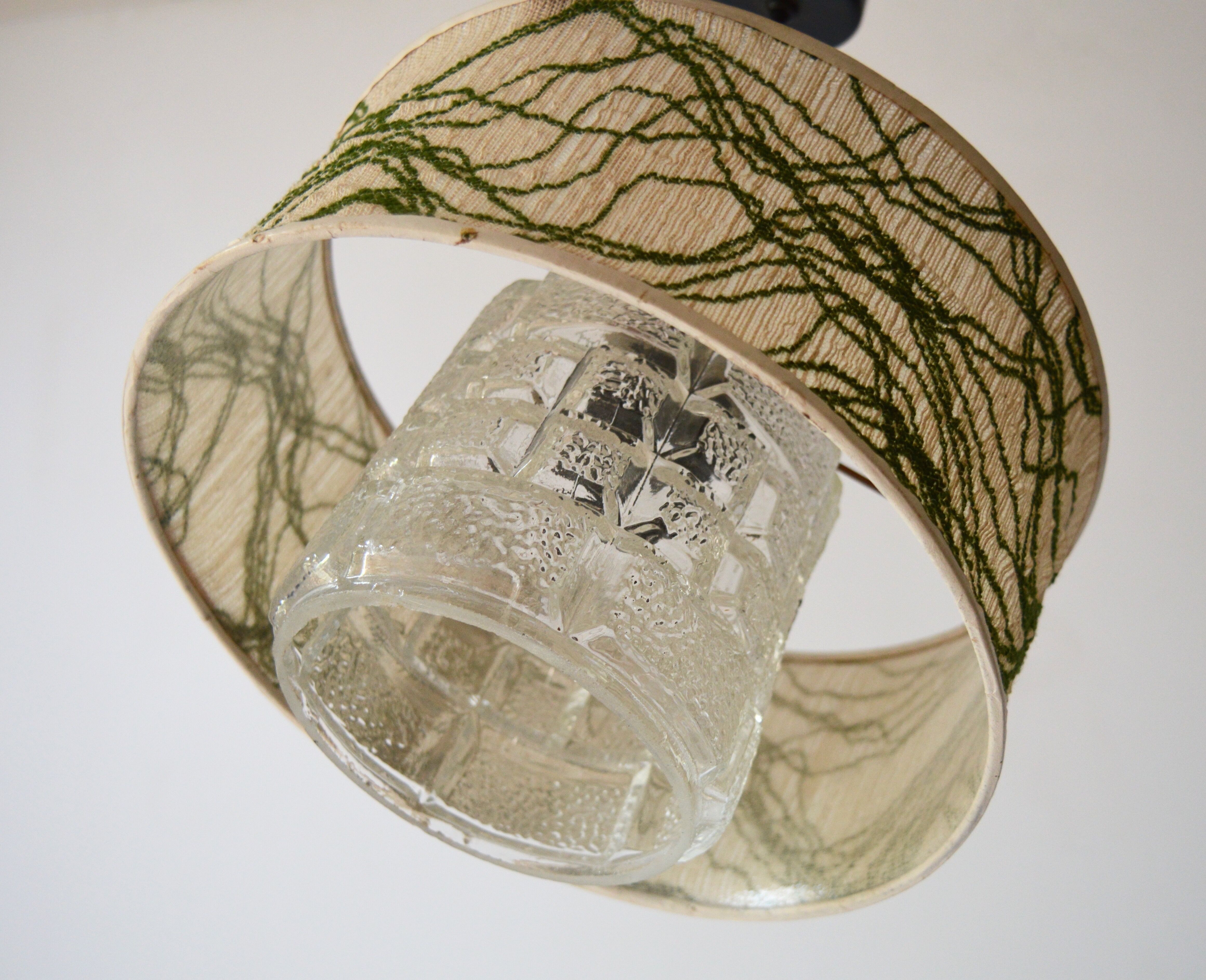 Glass and fabric hanging lamp