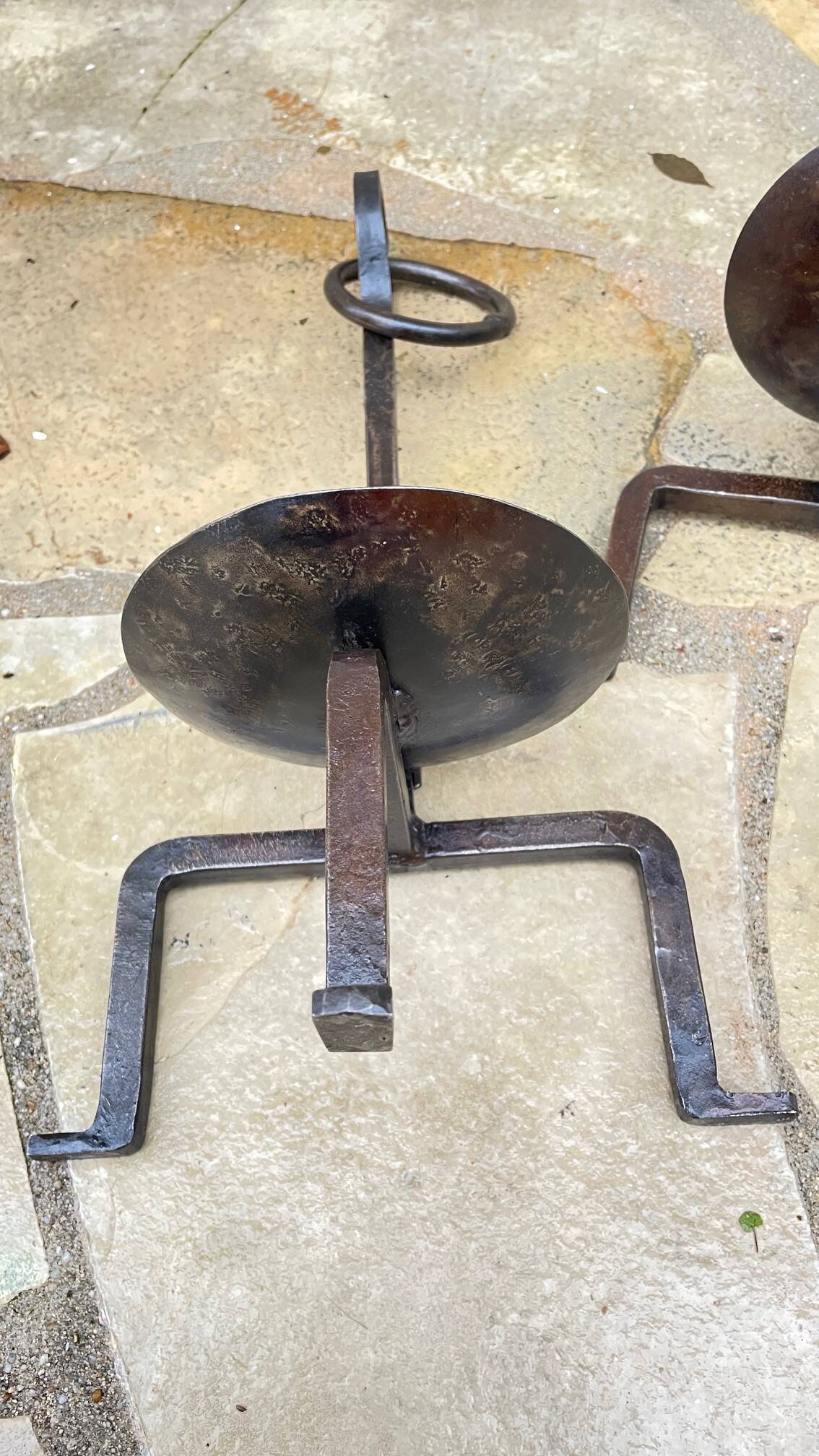 Vintage brutalist steel candle holder