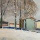 Small Vintage Modernism Painting Landscape, signed Rydholm