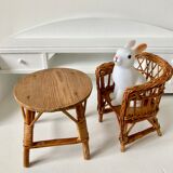 Vintage rattan furniture for doll