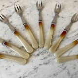 Set of 9 forks with horn dessert 50/60s