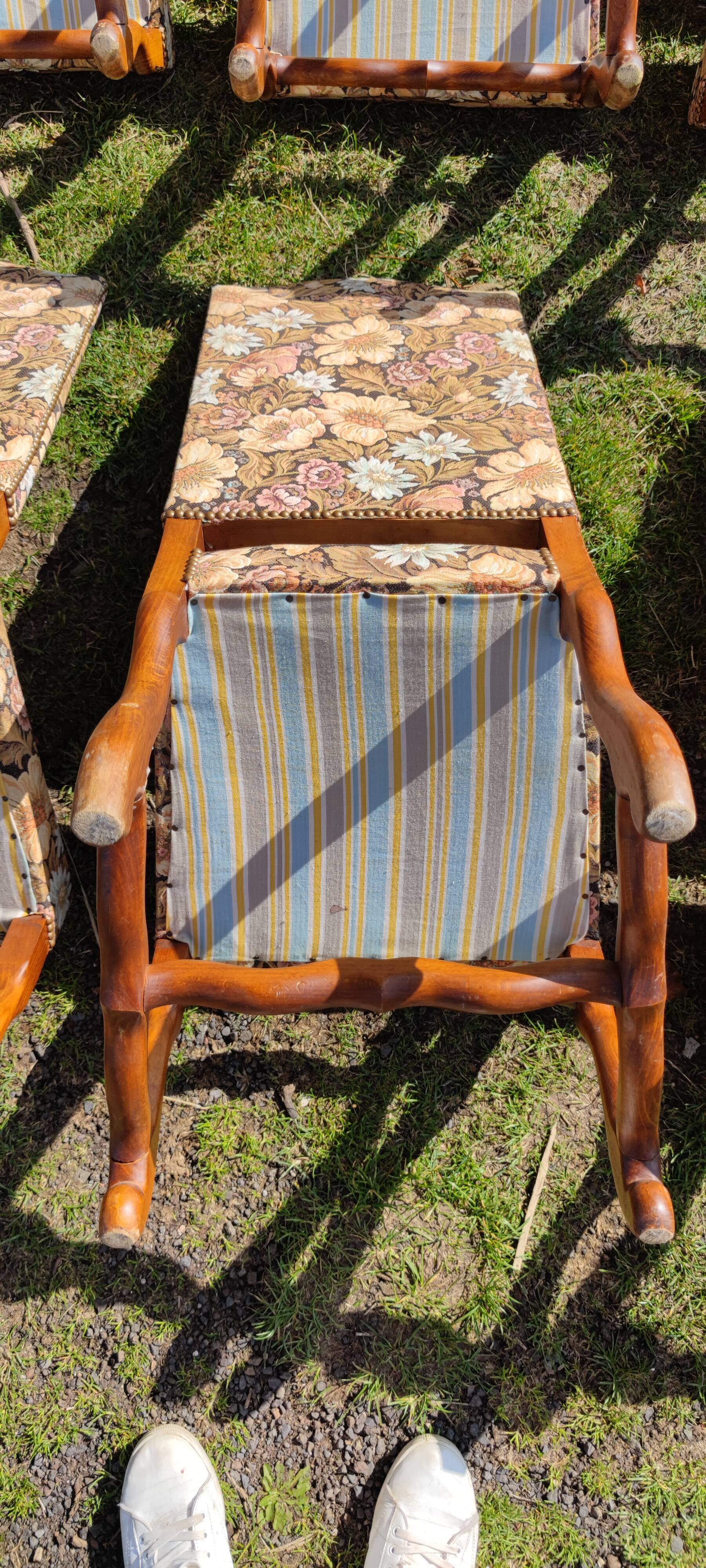 6 Louis XIV chairs in beech