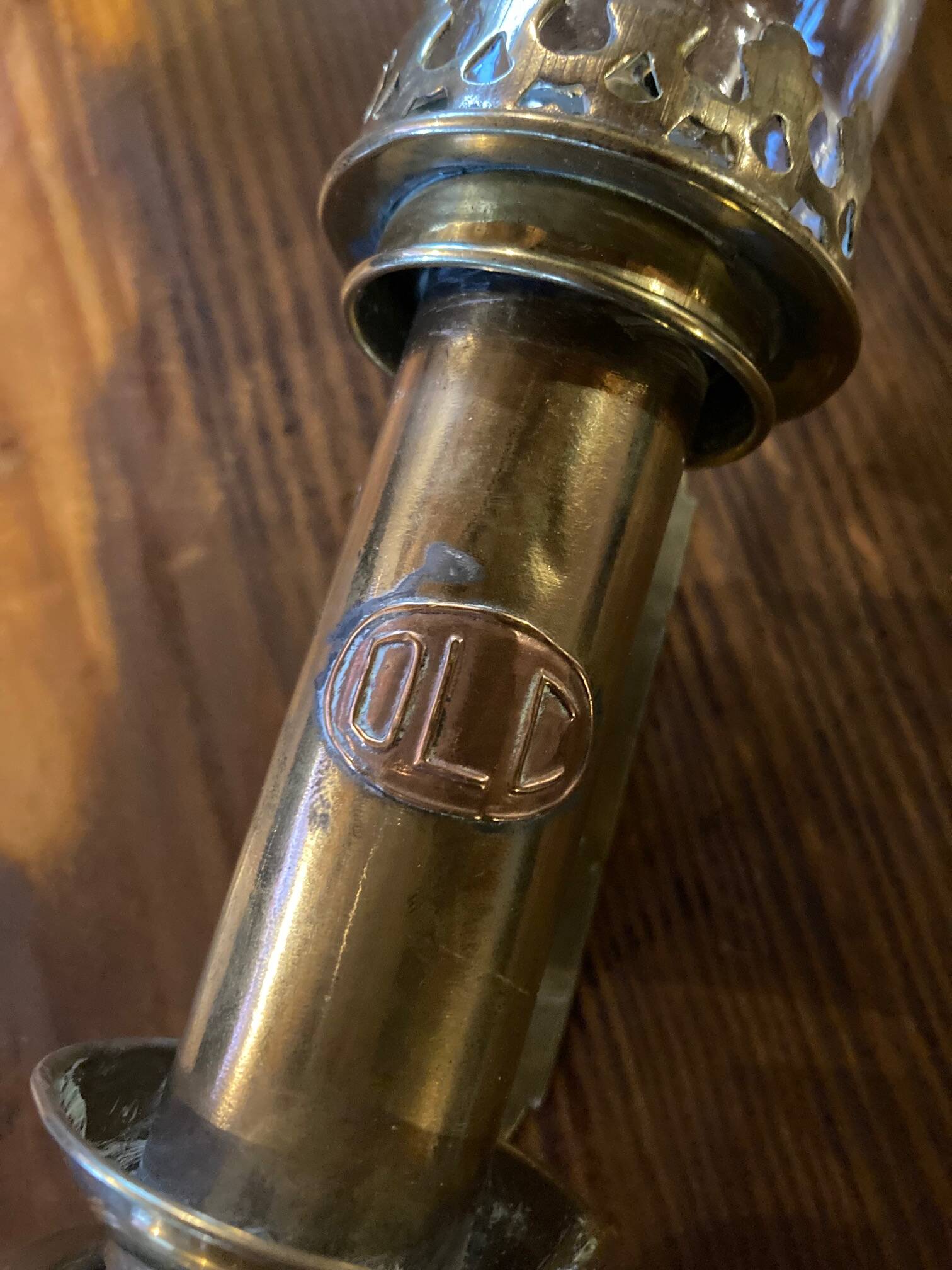 Pair of brass railway wall sconces, DLC Wagon Lit lamps