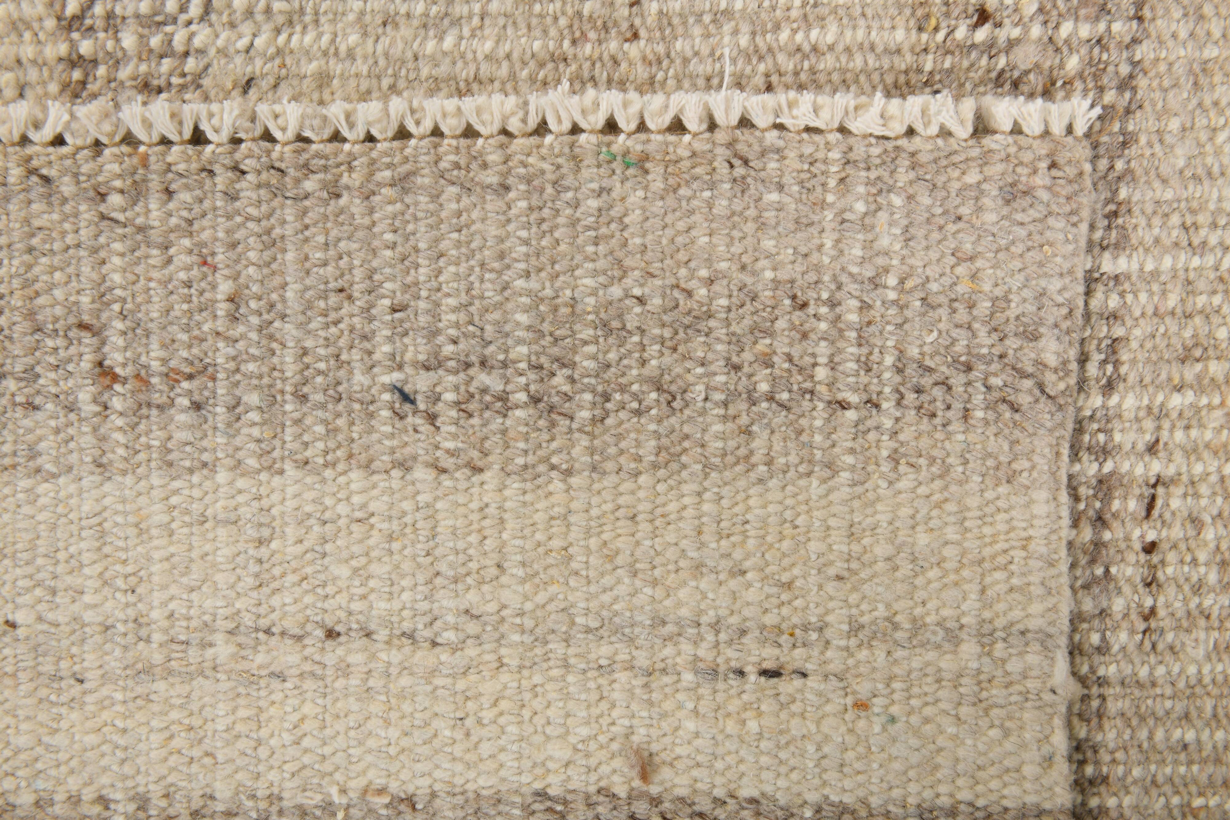 Striped Pattern Brown & Cream Vintage Kilim Rug, 220x300Cm