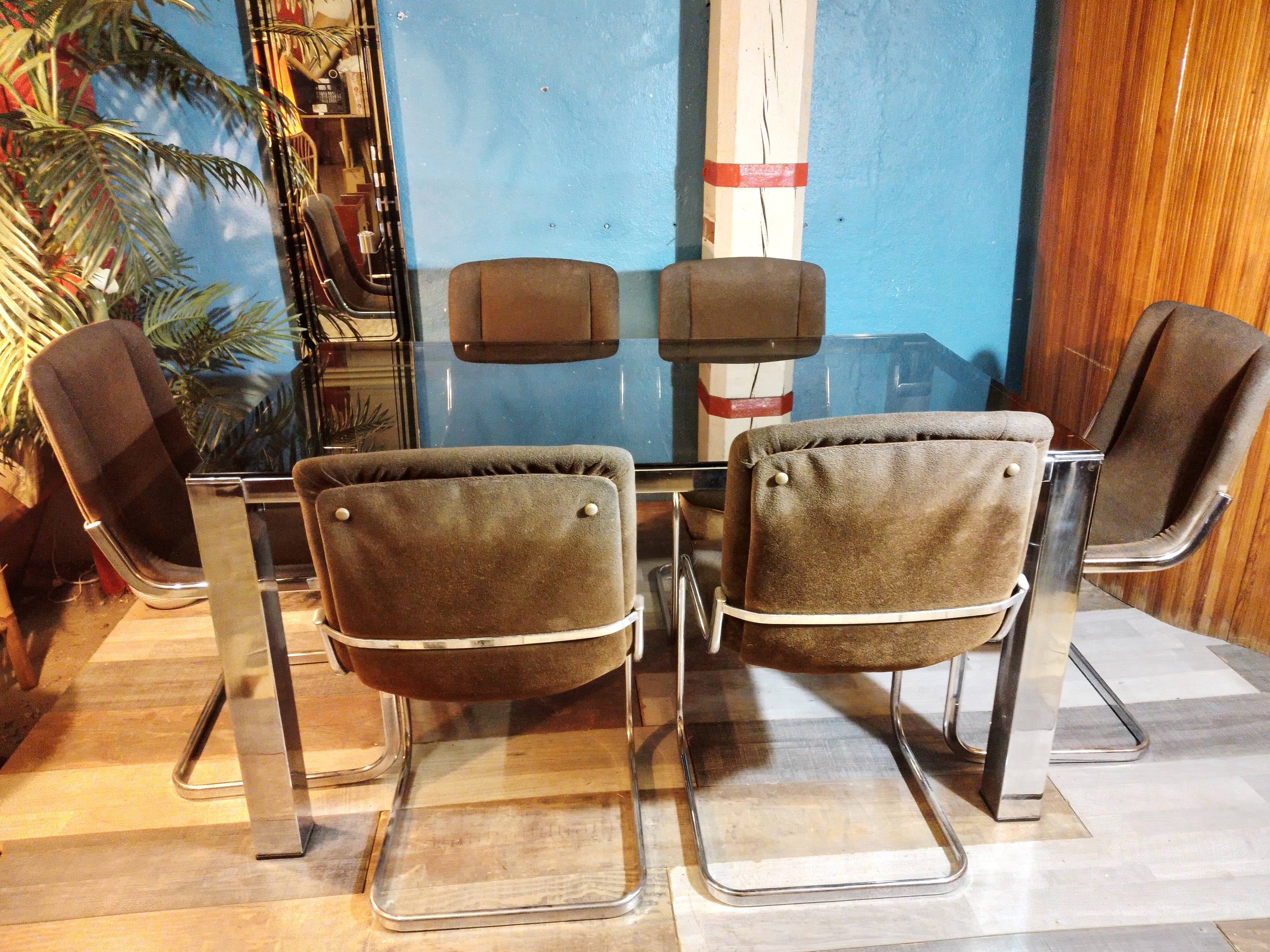 Italian coffee table + 6 chairs 1970s