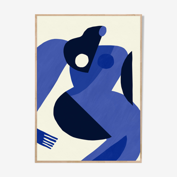 Affiche d'art femme à la peau bleue 50 x 70 cm