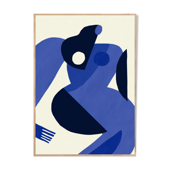 Affiche d'art femme à la peau bleue 50 x 70 cm