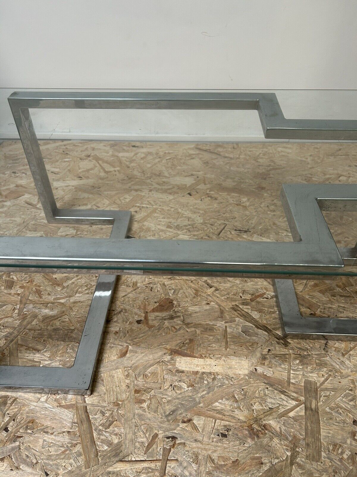 Old glass and chrome coffee table, 70