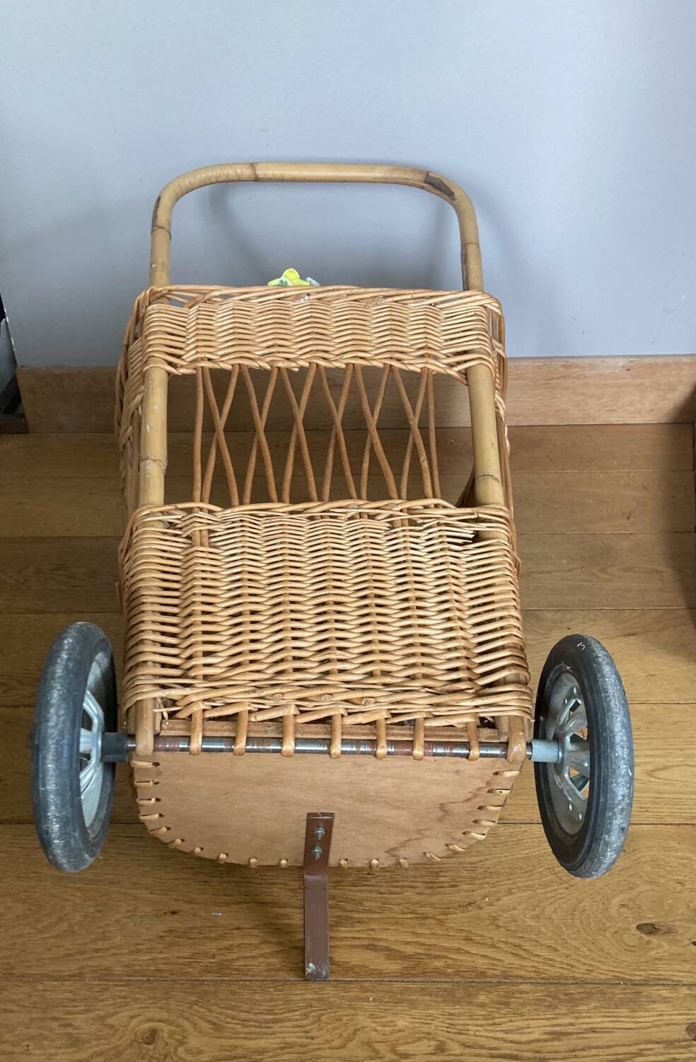 Rattan / Wicker Shopping Trolley 1960s Vintage