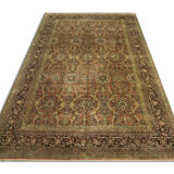 Handmade vintage indian agra carpet 1980 traditional wool area rug-