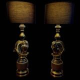 Ensemble de régence hollywoodienne grote tafellampen, design Paardenhoofd, Deknudt