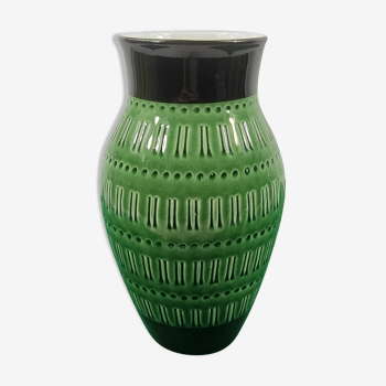 Vase vintage style West Germany noir et vert