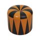 Round Vintage Pouf, Orange and Black Faux Leather (Skai), 1960s
