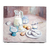 Tableau Nature Morte les Meringues Toile signée Pierre Cols