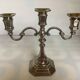 Large silver-plated metal three-light candlestick